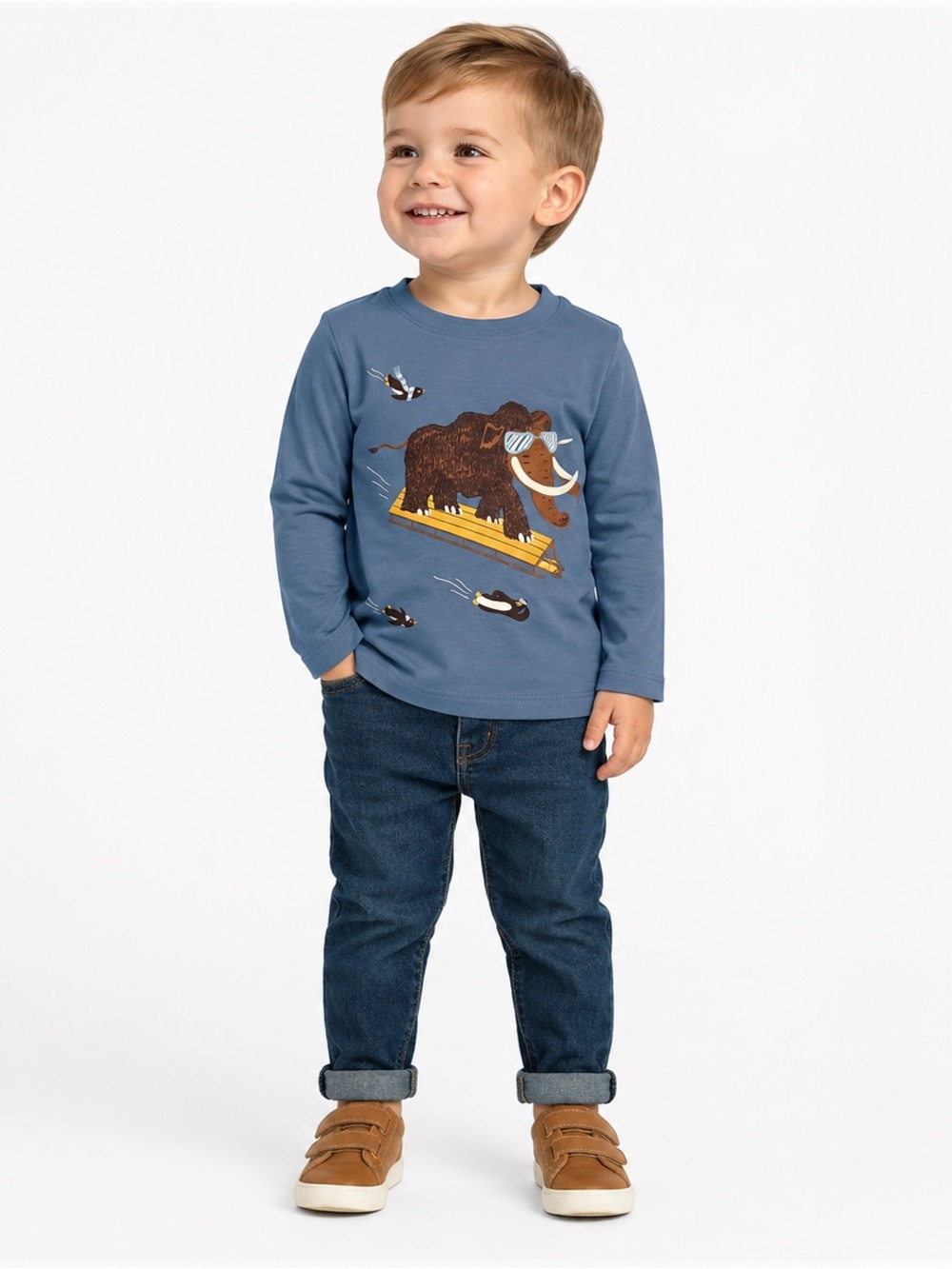 Cat & Jack Toddler Boys 2T Blue Mammoth Ski Graphic Shirt NWT